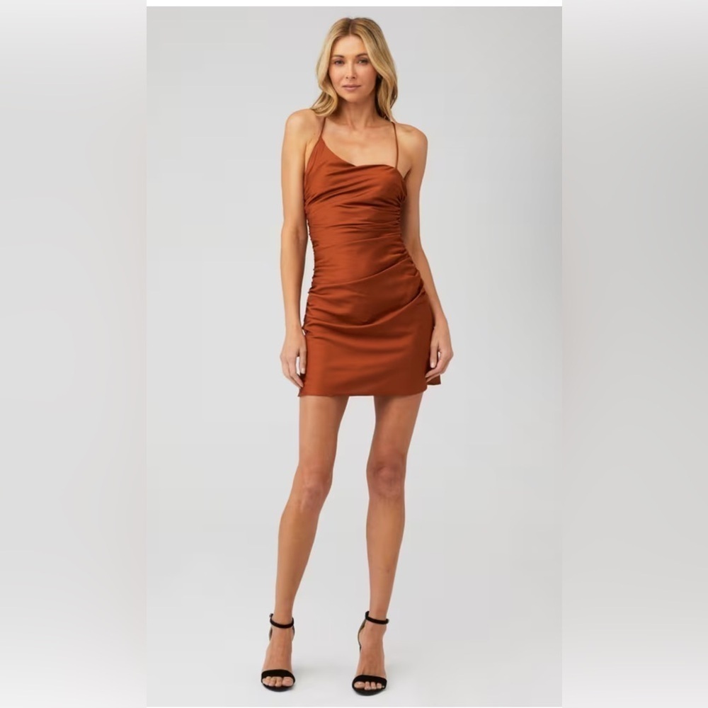 Line & Dot Women’s Bronze Brown Silk Mini Tank Dress Size S NWT